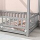 preview thumbnail 30 of 39, Pine Wood Floor Wooden Bed with House Roof Frame, Fence Guardrails for Kids, Boys and Girls