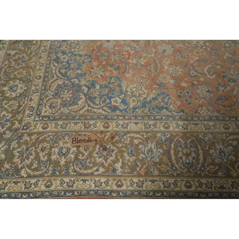Orange Vintage Najafabad Persian Area Rug Hand-Knotted Wool Carpet - 9'5" x 13'4"