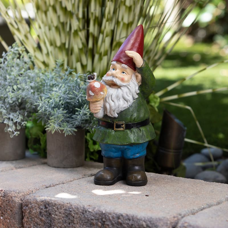 Gnome Folding Hands Looking Up Garden Statue
