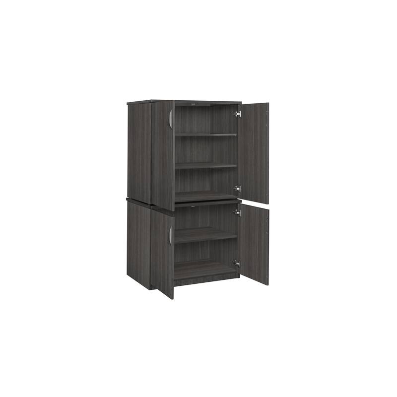 Stackable Storage Cabinet Set Ash Grey - Locking Doors and Adjustable Shelves for Office, Pantry, or Filing