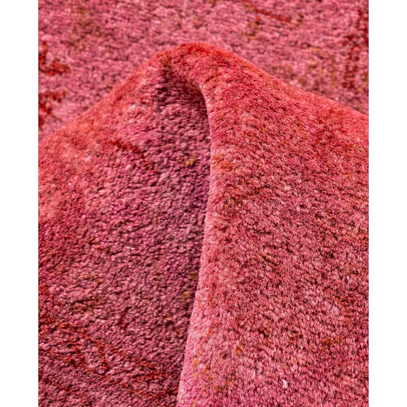 Overdyed One-of-a-Kind Hand-Knotted Area Rug - Pink - 2' 6" x 14' 2"