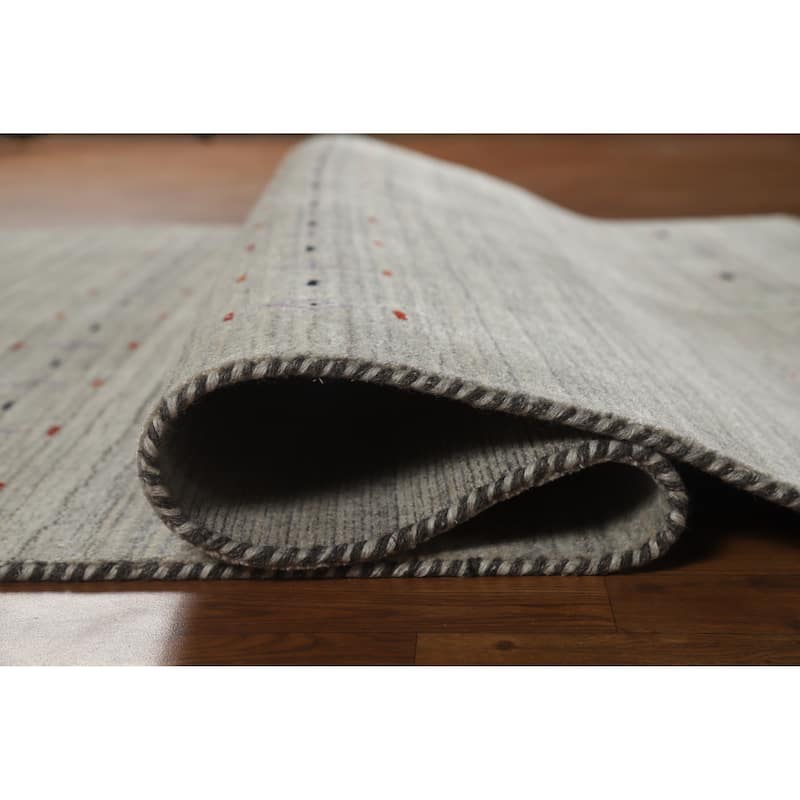 Hand Knotted Oriental 100% Wool Carpet Tribal Animal Pictorial Greys & Charcoal Gabbeh Area Rug - 7' 9'' X 5' 1''