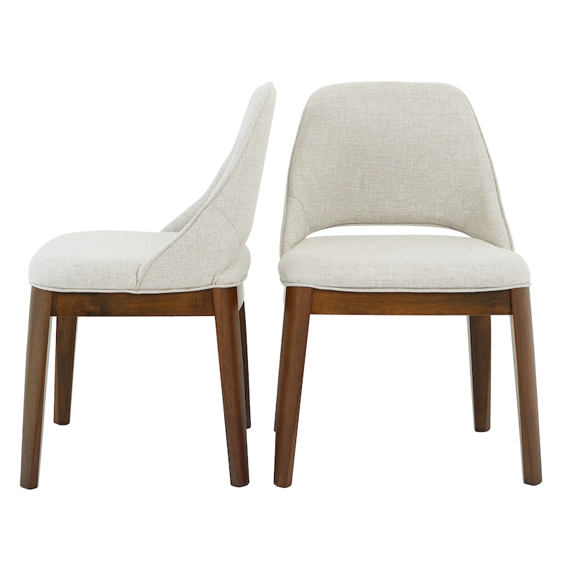 Cody Contemporary Dining Chairs in Cream Linen (Set of 2)