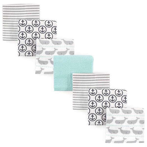 slide 1 of 1, Hudson Baby Infant Boy Cotton Flannel Receiving Blankets Bundle, Gray Whale, One Size - Gray Whale - One Size One Size - Gray Whale