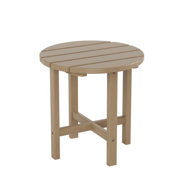 Laguna 18-inch Poly Eco-Friendly All Weather Round Side Table - Weatherwood