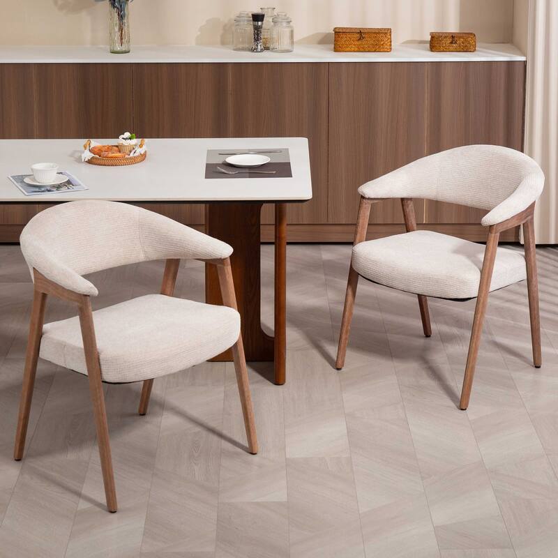 Berwyn Beige Washed Woven Fabric Dining Chair