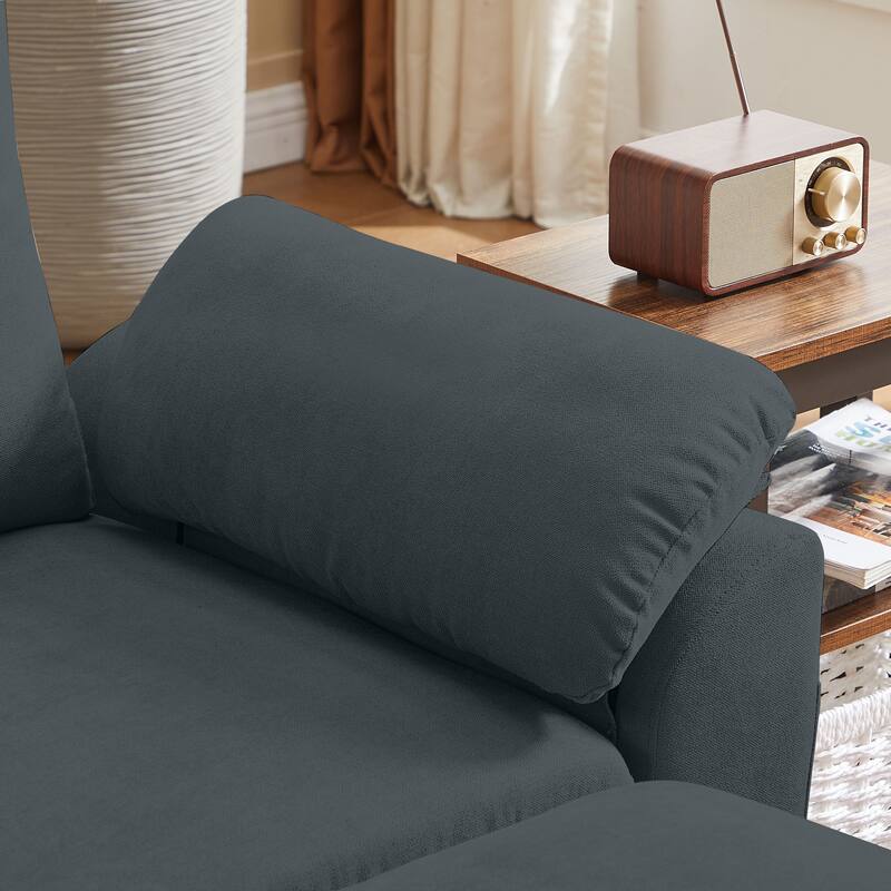 Modern Sectional Sofa Couch L Shaped with Removable Armrest, Convertible Couch with Reversible Ottoman for Living Room