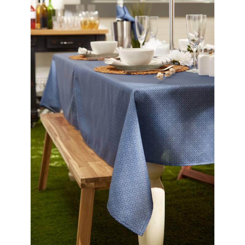 DII Stone Tonal Lattice Print Outdoor Tablecloth With Zipper 60 Round