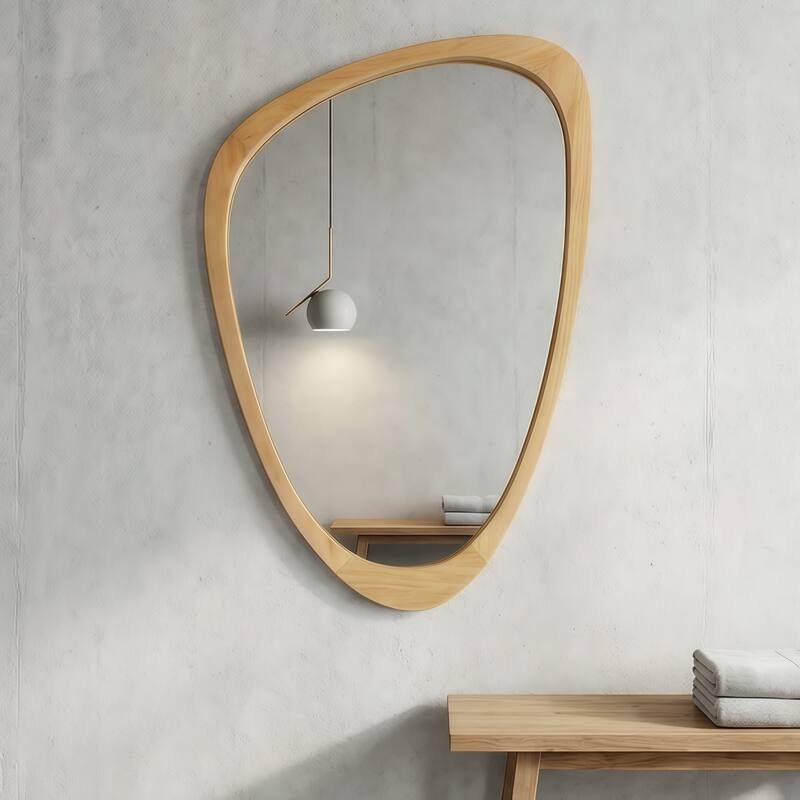 20"x30" Irregular Solid Wood Frame Decorative Mirror,For Bedroom, Bathroom, Living Room, Entryway