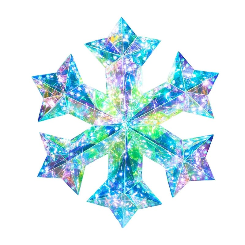 15 in Prismatic Iridescent Decorations, Prismatic Christmas Decor, 100 LED Cool White Lights