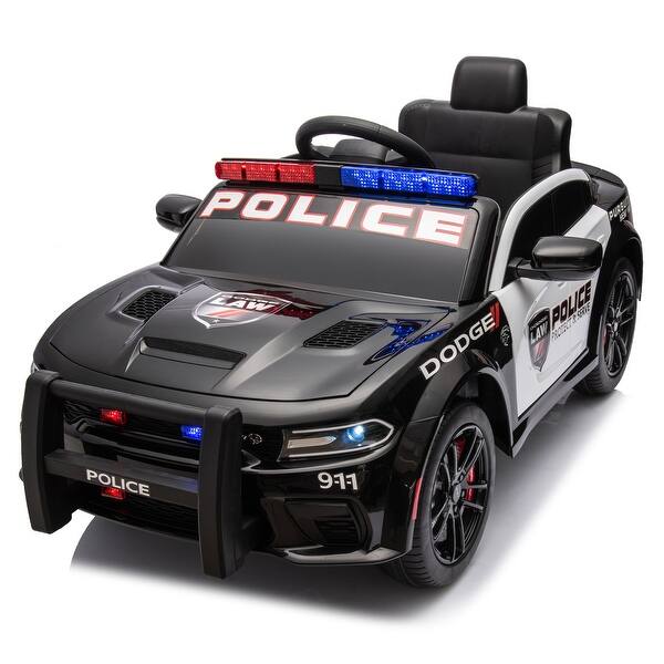 slide 2 of 59, Dodge Charger 12V Kids Police Car Ride On with Remote Control, Three Speed Adjustable, LED Lights for Children Aged 37-96 Months Black