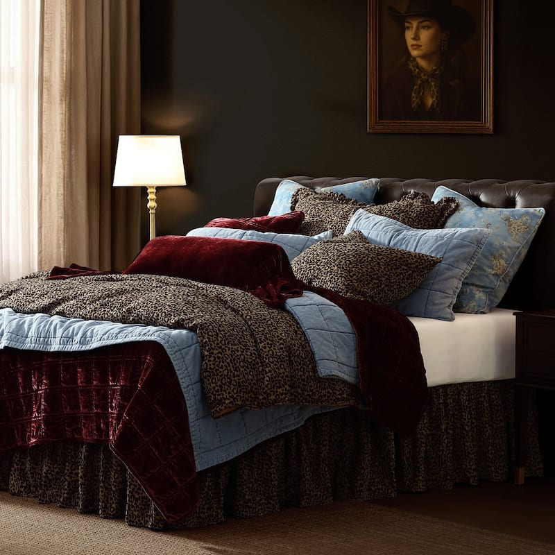 HiEnd Accents Adrienne Gold Leopard Chenille 3 Piece Comforter Set - King