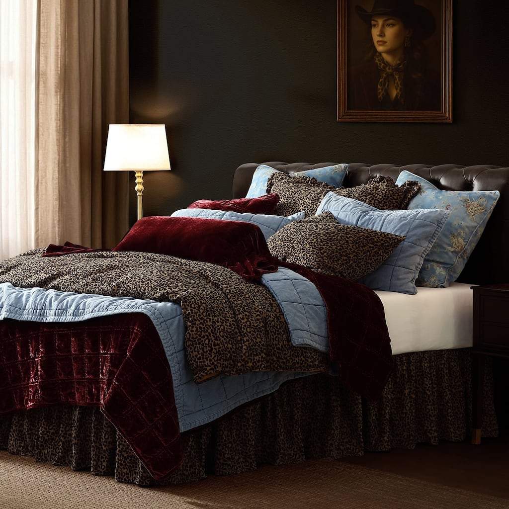 HiEnd Accents Adrienne Gold Leopard Chenille 3 Piece Comforter Set
