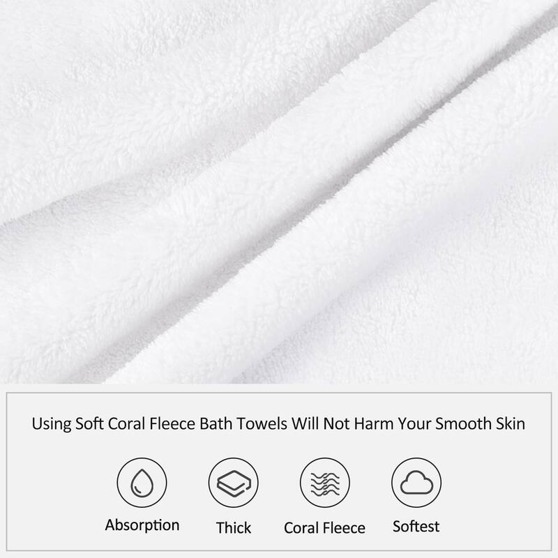 6-Piece Fleece Towel Set(2 Bath Towels,2 Hand Towels,2 Washcloths)