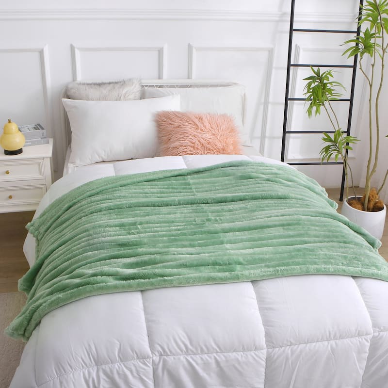 Lightweight Striped Flannel Fleece Blanket