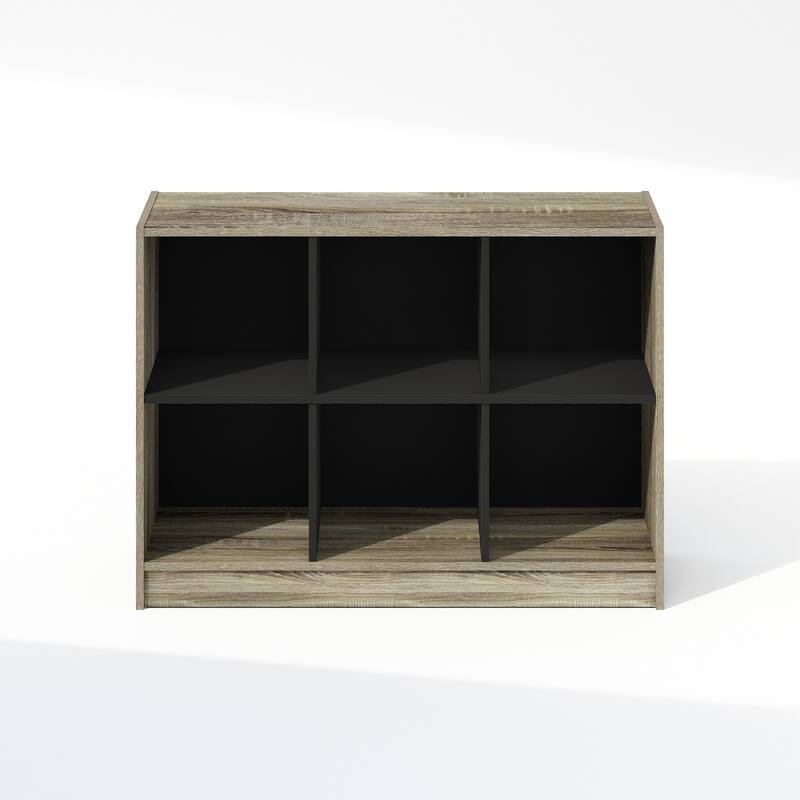 23.6 in. Tall French Oak Wood 6-Shelf Bookcase