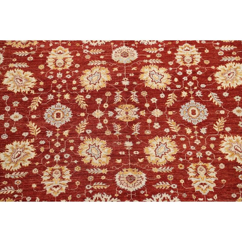 Vegetable Dye Floral Chobi Peshawar Area Rug Hand-knotted Wool Carpet - 9'1" x 12'0"