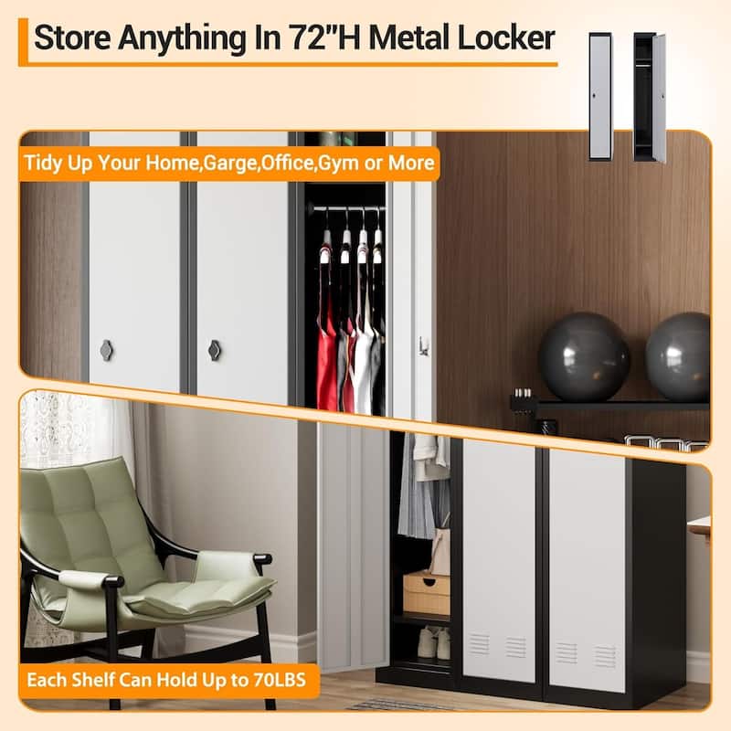 Single Tall Steel Storage Cabinet with Locker for Office, School, Home - N/A