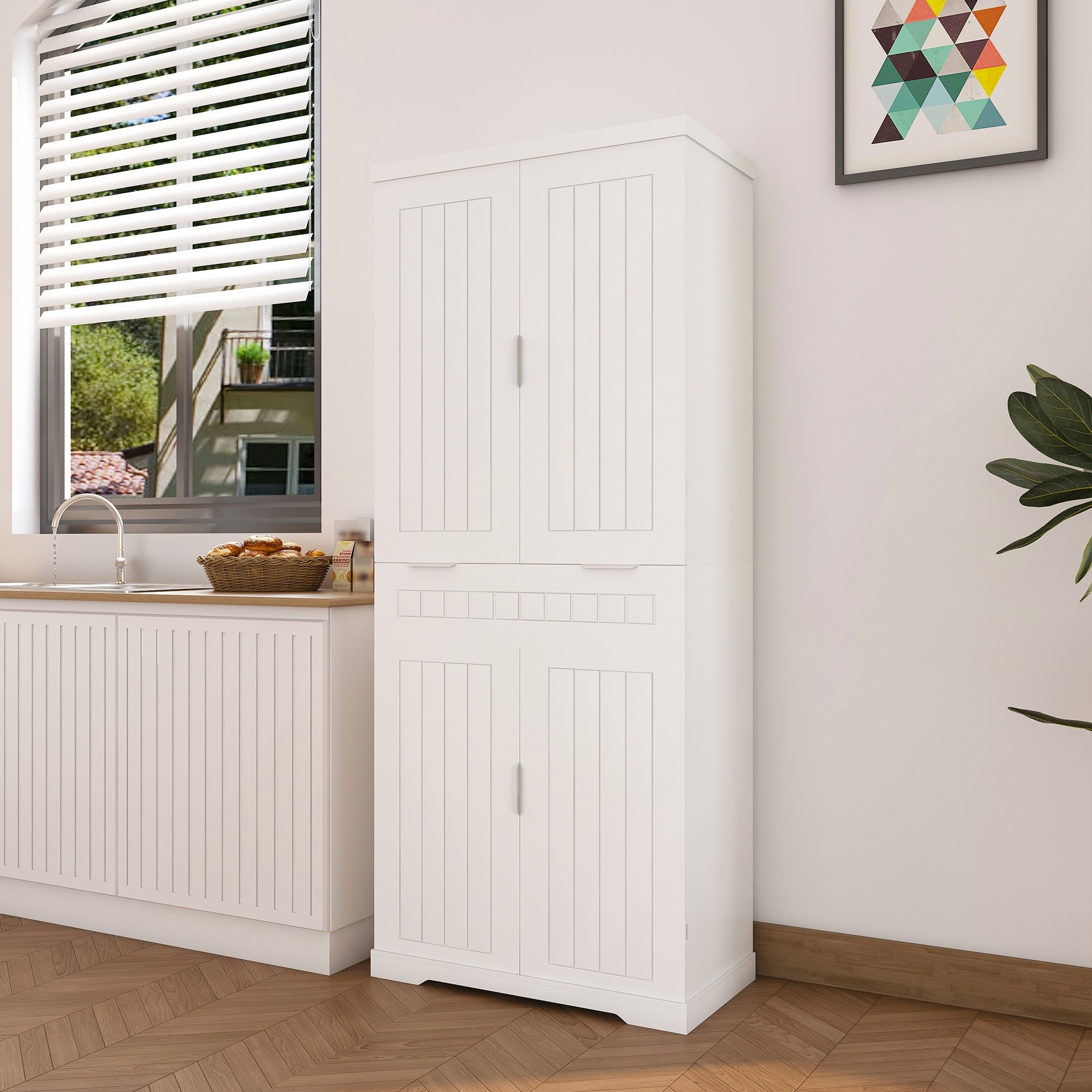 71.65in Tall Pantry Cabinet with Adjustable Shelves