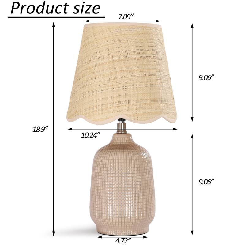 18.9" Ceramic LED Table Lamp, Living Room Lamps For End Tables