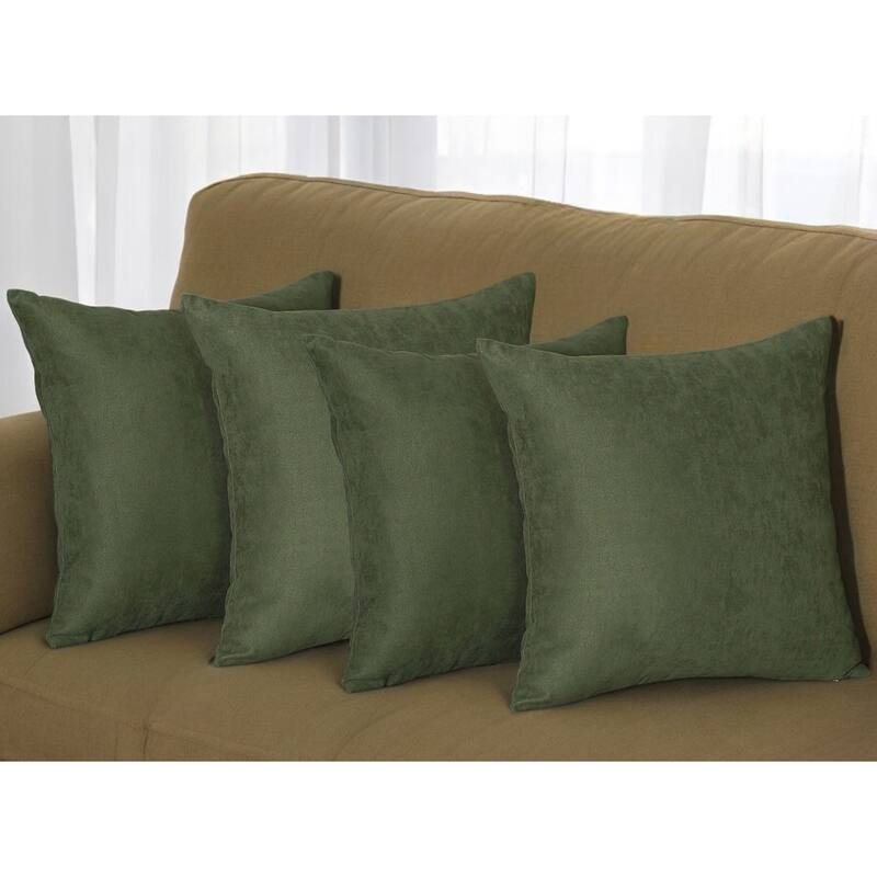 Set Of Four 20" X 20" Fern Green Polyester Zippered Pillow Cover - Fern Green