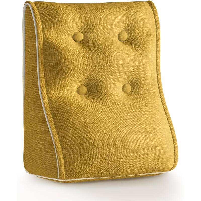 Sectional Headboard Pillow, Zipper Design Combinable Ergonomic Reading Pillow for Sitting in Bed, Adult Bedroom Decor Aesthetic - Yellow