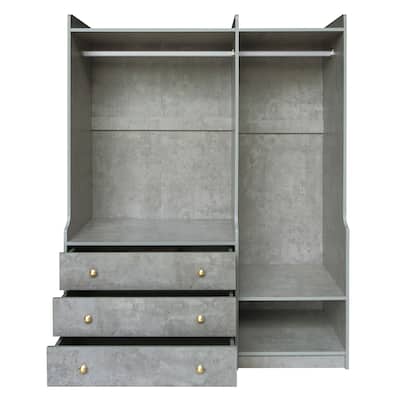 Bedrooms Wooden Wardrobe with Shelves and Hanging Rods & Drawers