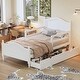 preview thumbnail 1 of 16, Twin Size Wood Platform Bed with Guardrails on Both Sides and Two Storage Drawers White