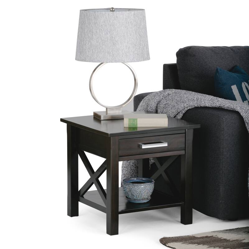 WYNDENHALL Waterloo SOLID WOOD 21 inch Wide Square Contemporary End Side Table - 21 inch Wide - Hickory Brown