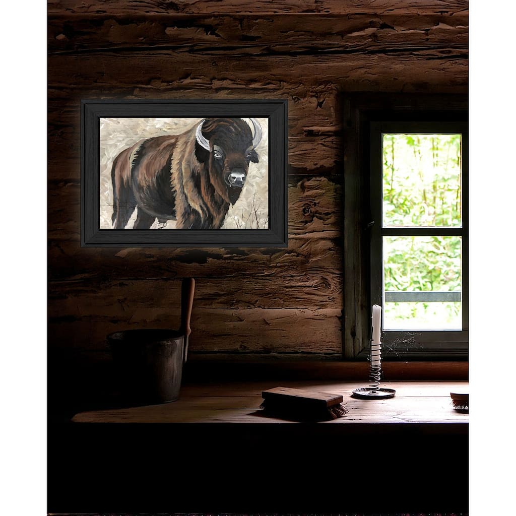 TrendyDecor4U "The Boss! Bison Only" Framed Print Wall Art