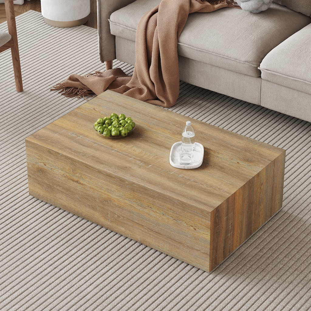 Elevate your living space with this modern MDF coffee table that showcases smooth, light wood color texture patterns.