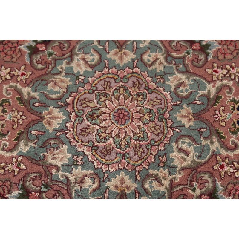 Vegetable Dye Ivory Tabriz Chinese Area Rug Handmade Wool Carpet - 8'2"x 10'7"