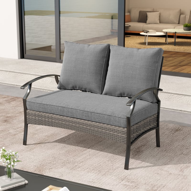 Outdoor Patio 50" W Loveseat/ 73" W Sofa with Cushions