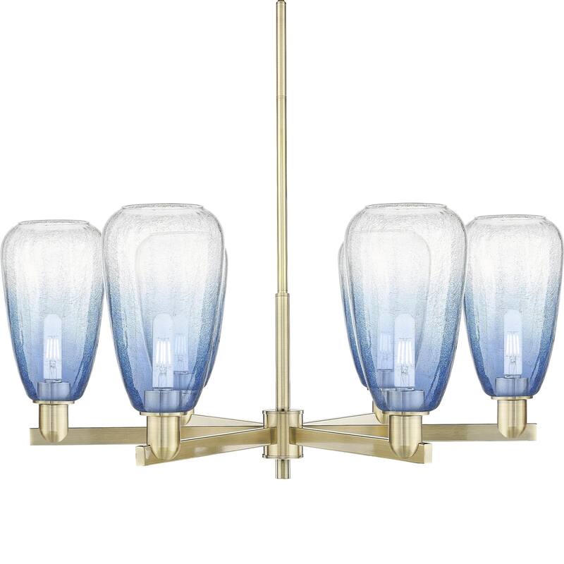 Innovations Lighting 716-6CR-14-24 Brookhaven Almond Chandelier - Antique Brass / Sapphire Blue