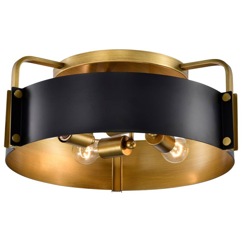 Altos 4 Light Semi Flush - Matte Black and Natural Brass Finish