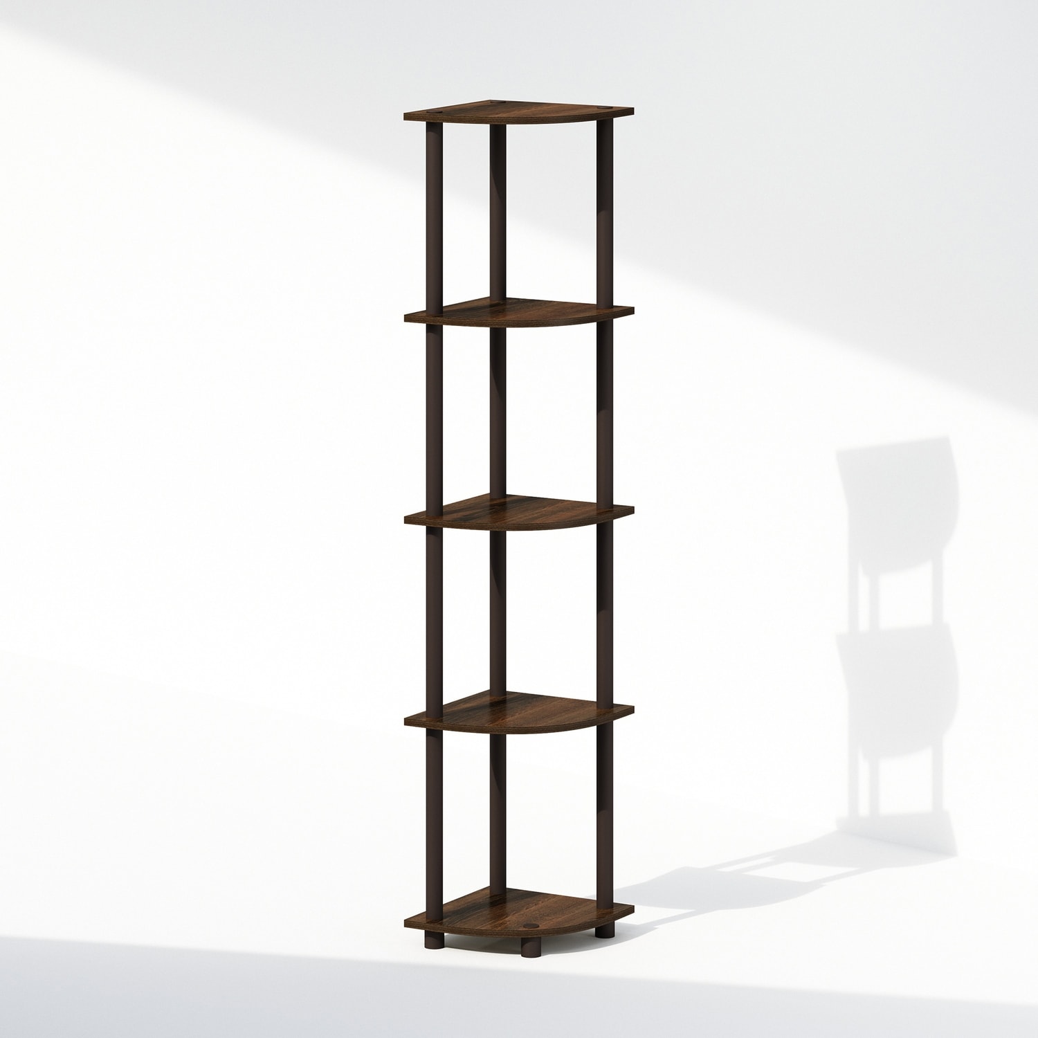 5 Tiers Wood Household Shelving Unit in Walnut/Brown (11.6 in. W x 57.7 in. H x 11.6 in. D)