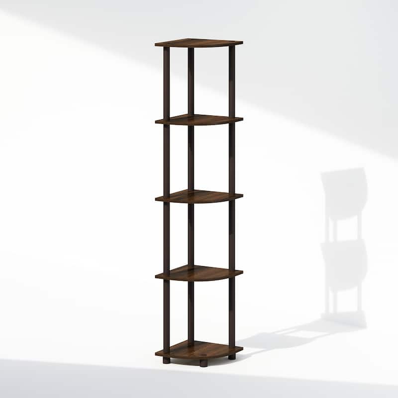 5 Tiers Wood Household Shelving Unit in Walnut/Brown (11.6 in. W x 57.7 in. H x 11.6 in. D)