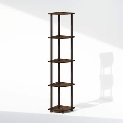 5 Tiers Wood Household Shelving Unit in Walnut/Brown (11.6 in. W x 57.7 in. H x 11.6 in. D)
