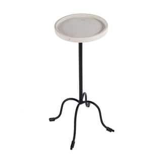 Berlin 10 in. W Round Marble and Iron Side Table