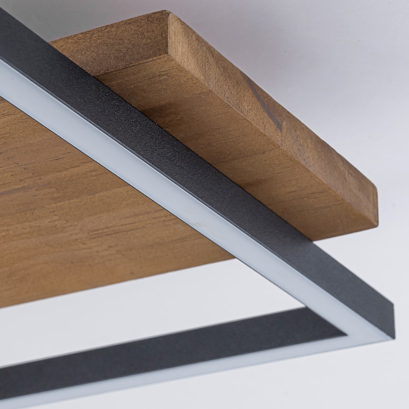 Integrated LED Rectangle Wood Semi Flush Mount Ceiling Light for Hallway Foyer