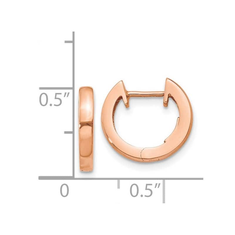 Curata 14k Rose Gold 2X13mm Hinged Huggies Hoop Earrings