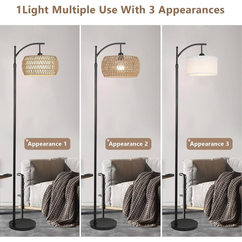 Farmhouse Floor Lamps with Remote & Dimmable Bulb
