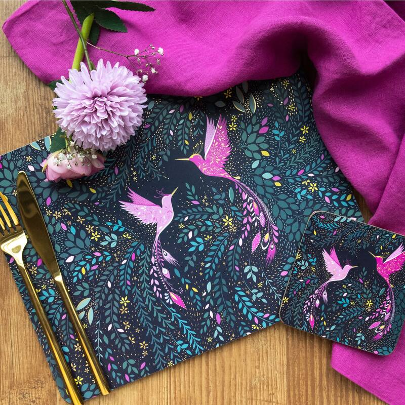 Sara Miller India Hummingbird Coasters, Set of 4 - 4 x 4 in