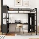 preview thumbnail 2 of 26, Full Size Metal Loft Bed with Wardrobe And L-shaped Desk, Storage Cubes and Shelves for Kids, Teens, Adults