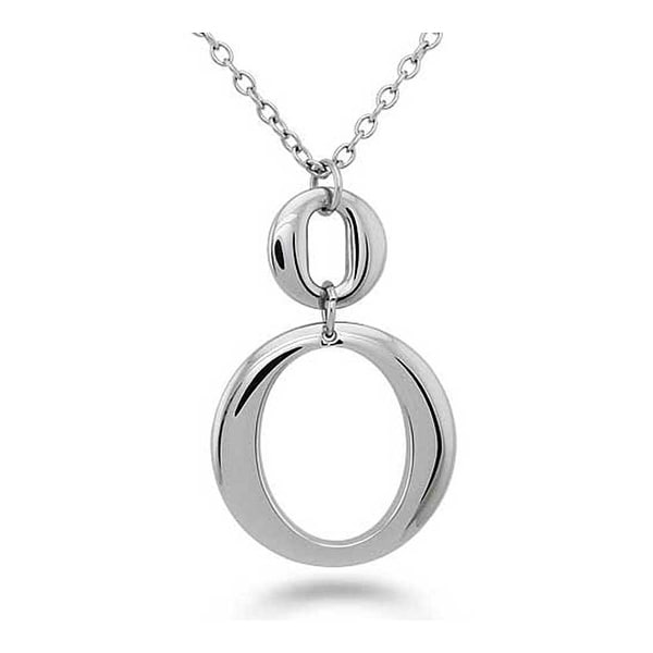 Stainless Steel Oval Drop Necklace - 20 Inches