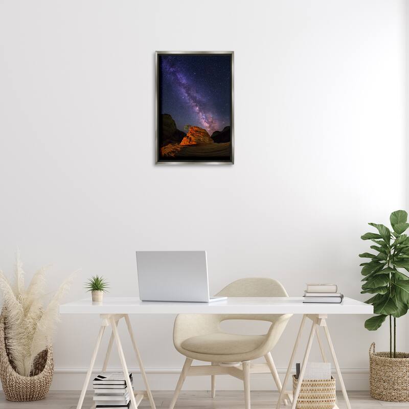 Stupell Milky Way Stars over Canyon Framed Floater Canvas Wall Art Design By Royce Bair