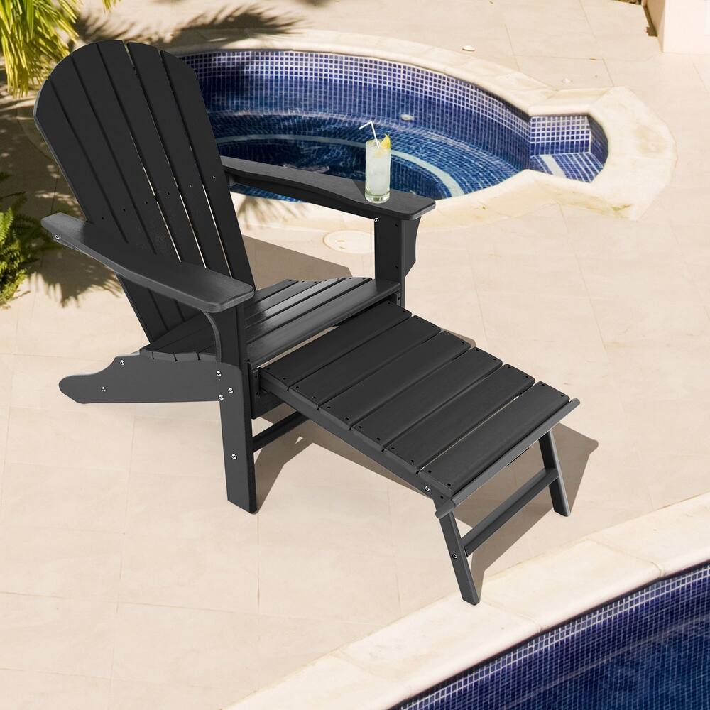 Gymax Patio Adirondack Chair HDPE Outdoor Lounge Chair w/ Retractable