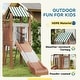 preview thumbnail 7 of 7, Qaba Kids Swing Set for Backyard, Playground Set with 6 FT Slide, 2 Adjustable Swings, Fort with Canopy, Ground Stakes, Brown