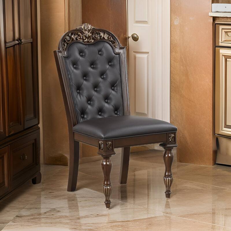 Brown/Black Faux Leather Upholstered Metal Frame Dining Chair, Sturdy Dining Chair for Dining Rooms - 20.5