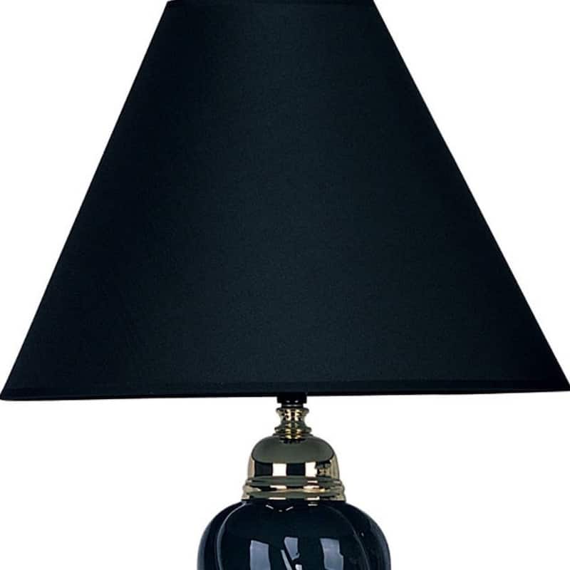 Stylish Gold and Navy Blue Desk Lamp with Tapered Ceramic Base - 14” x 14” x 29”
